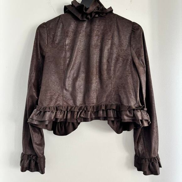 Vintage faux lather ruffle jacket - Picture 4 of 6
